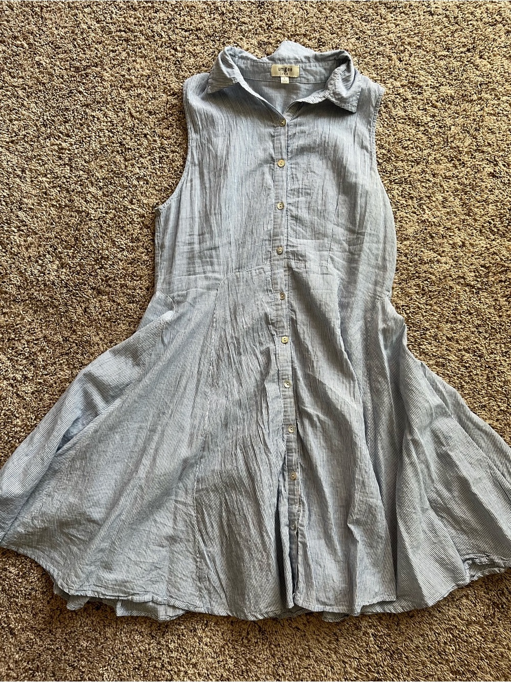 Sleeveless Button-Front Light Blue Kids Dress